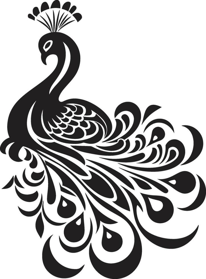 Ornate Plumage Peacock Icon Design Spectacular Tail Vector Logo Emblem