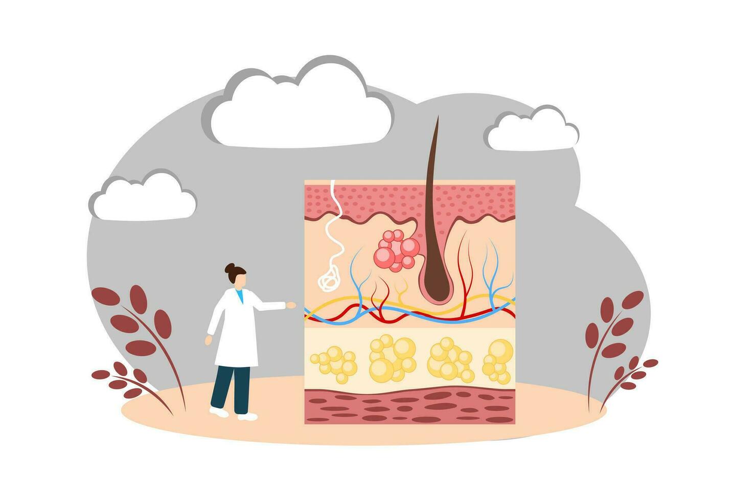 Dermatologist. Human skin. Cosmetology vector