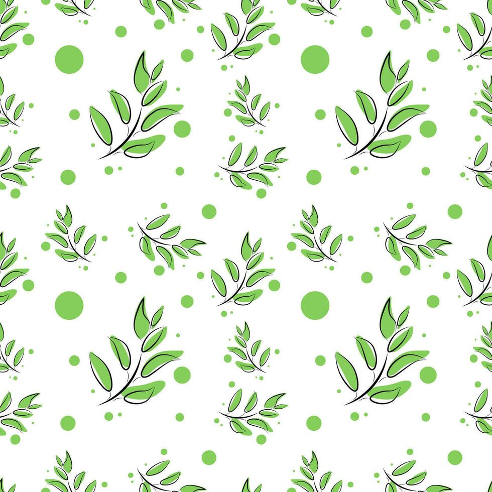 Seamless texture with green leaves vector