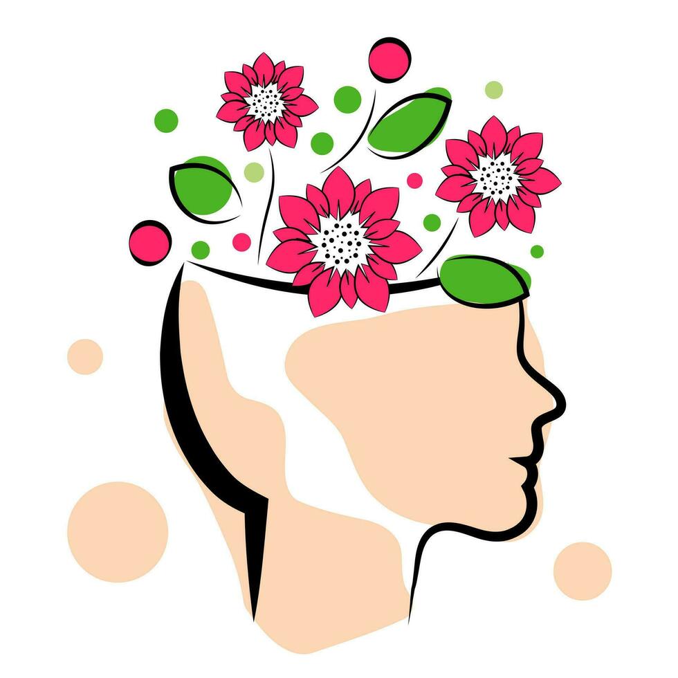 Flowers grow out of the head vector