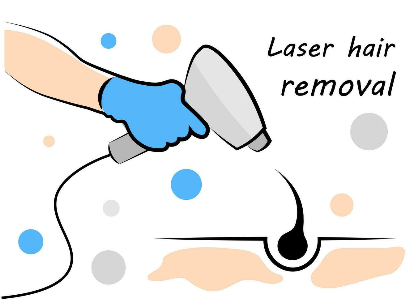 Laser hair removal. Hair accent. Doodle vector