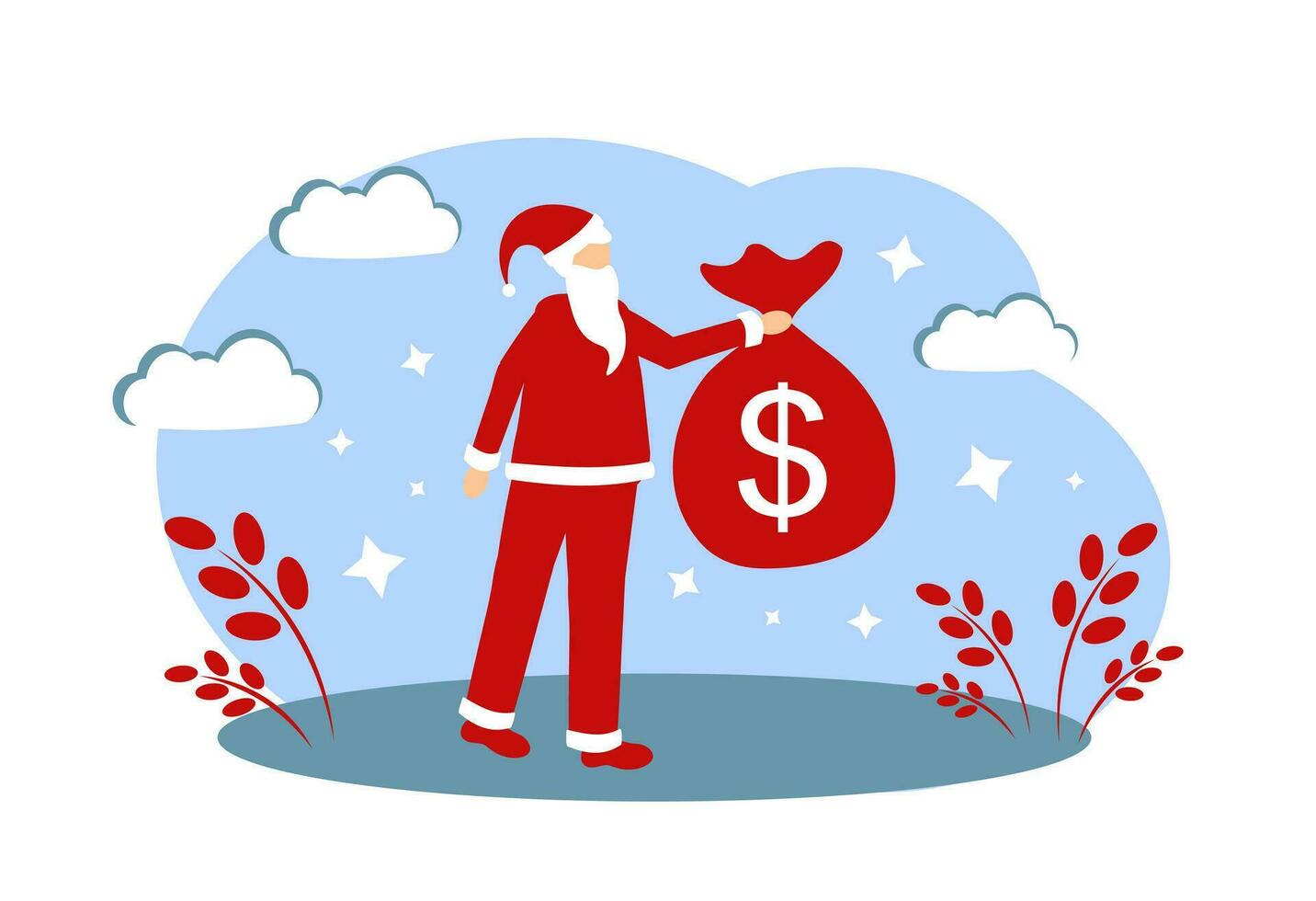 A bag of money. Merry Christmas and Happy New Year vector