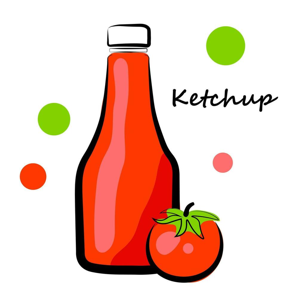 Botella de salsa de tomate sobre fondo blanco. vector