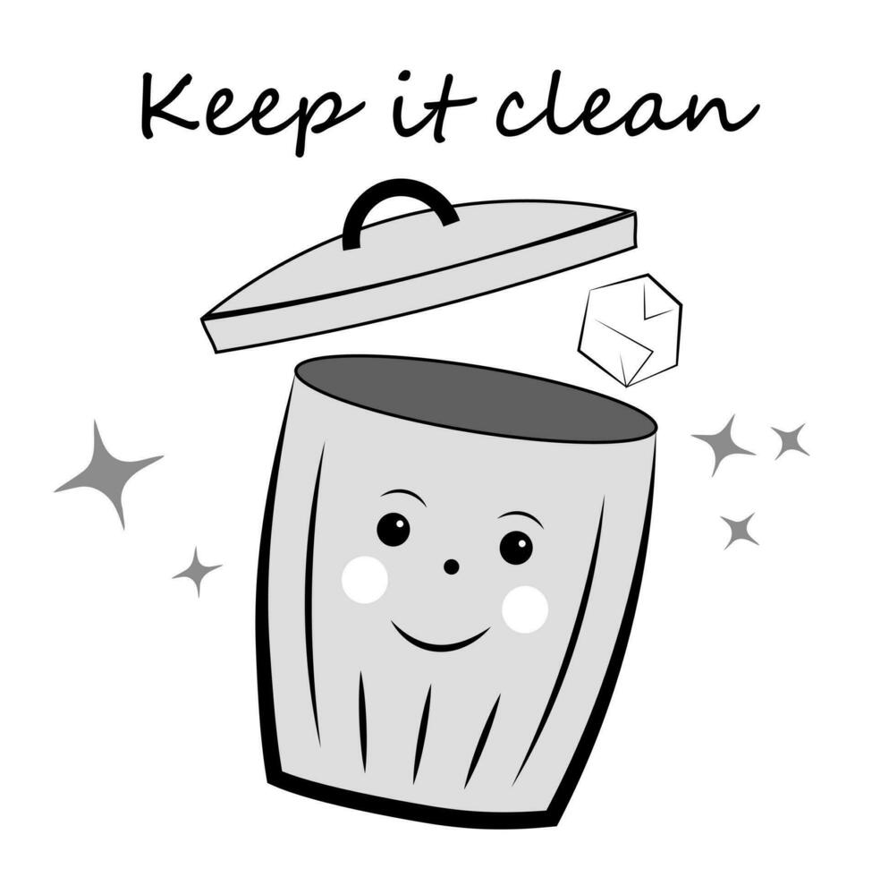 Keep it clean. Trash can on white background vector