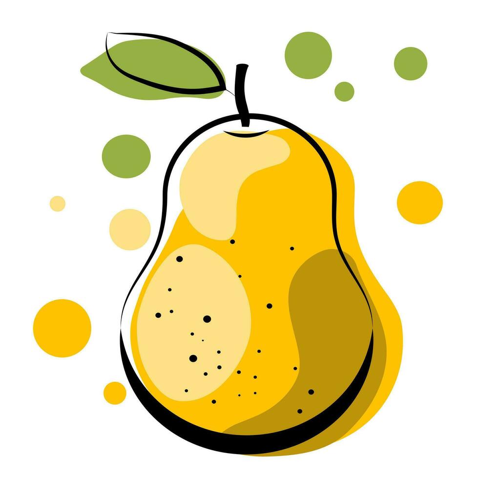 Pear on a white background. Doodle vector