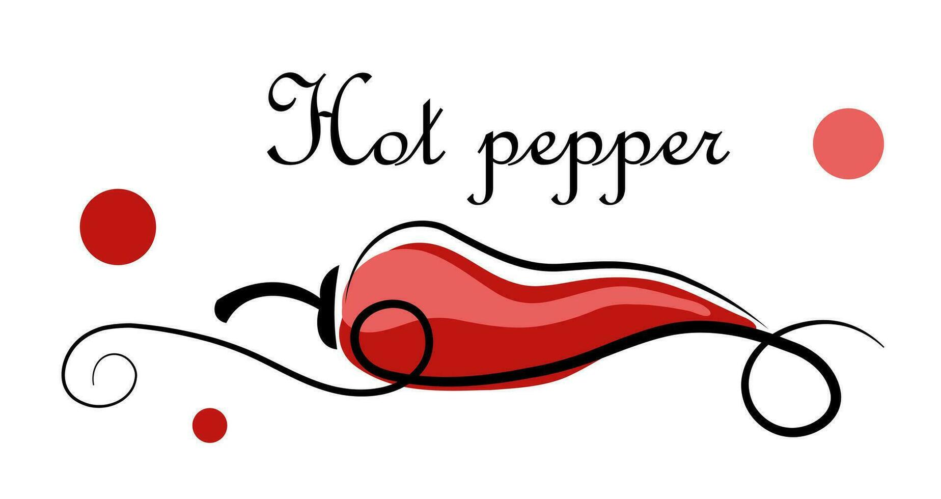 Red, hot pepper on white background. Doodle vector