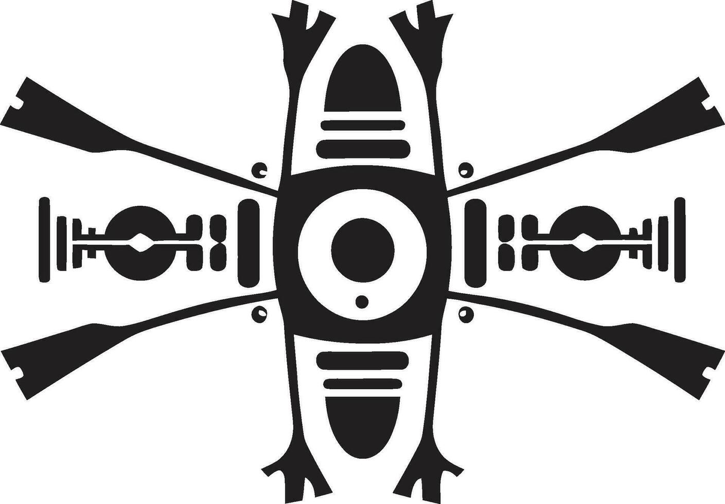 Sleek Drone Mark Black Quadcopter Logo Flight Innovator Black Vector Quadcopter
