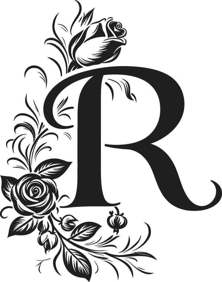 Rococo Patterns Ornate Font R Decor Vector Radiant Elegance Bright Letter R Vector