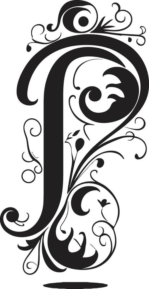 Pinnacle Swirls Summit Letter P Vector Palatial Aura Opulent Font P Vector Art