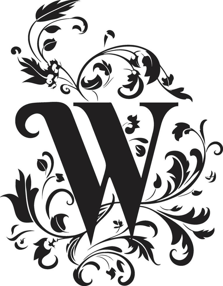 Waltz Symphony Harmonious Font W Vector Whimsy Flourish Quirky Letter W Vector Art