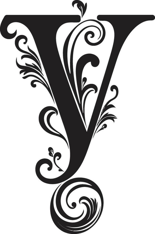Yonder Flourish Whimsical Font Y Vector Art Yesteryear Script Retro Letter Y Decor Vector