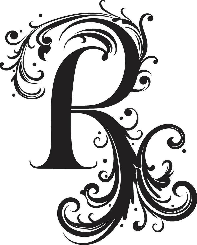 Radiant Patterns Bright Letter R Vector Renaissance Symphony Classic Font R Vector Art