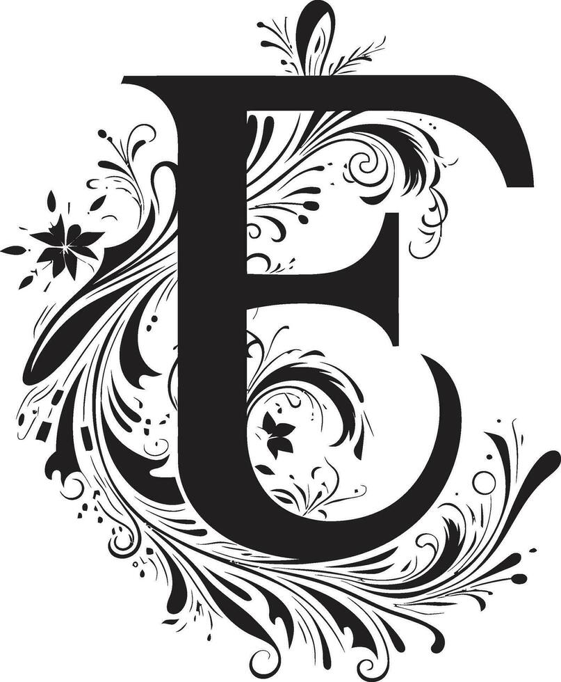 Exuberant Elegance Vibrant Letter E Decor Vector Enigmatic Aura Enigmatic Font E Vector Art