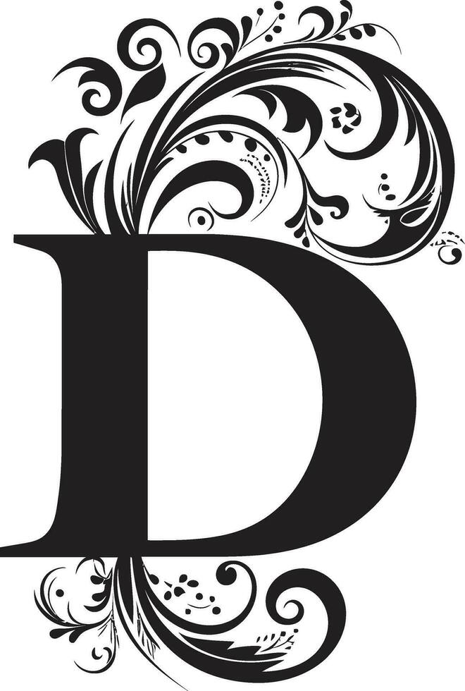 Divine Script Serene Font D Vector Art Detailed Elegance Ornate Letter D Vector Typeface
