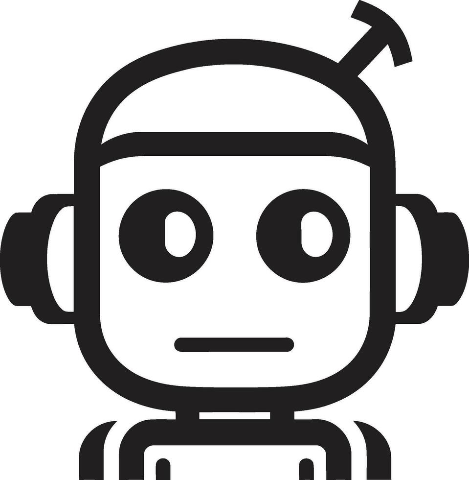 Whirring Cuteness Small Bot Black Icon Design Teeny Robotic Elegance Cute Black Logo Concept vector