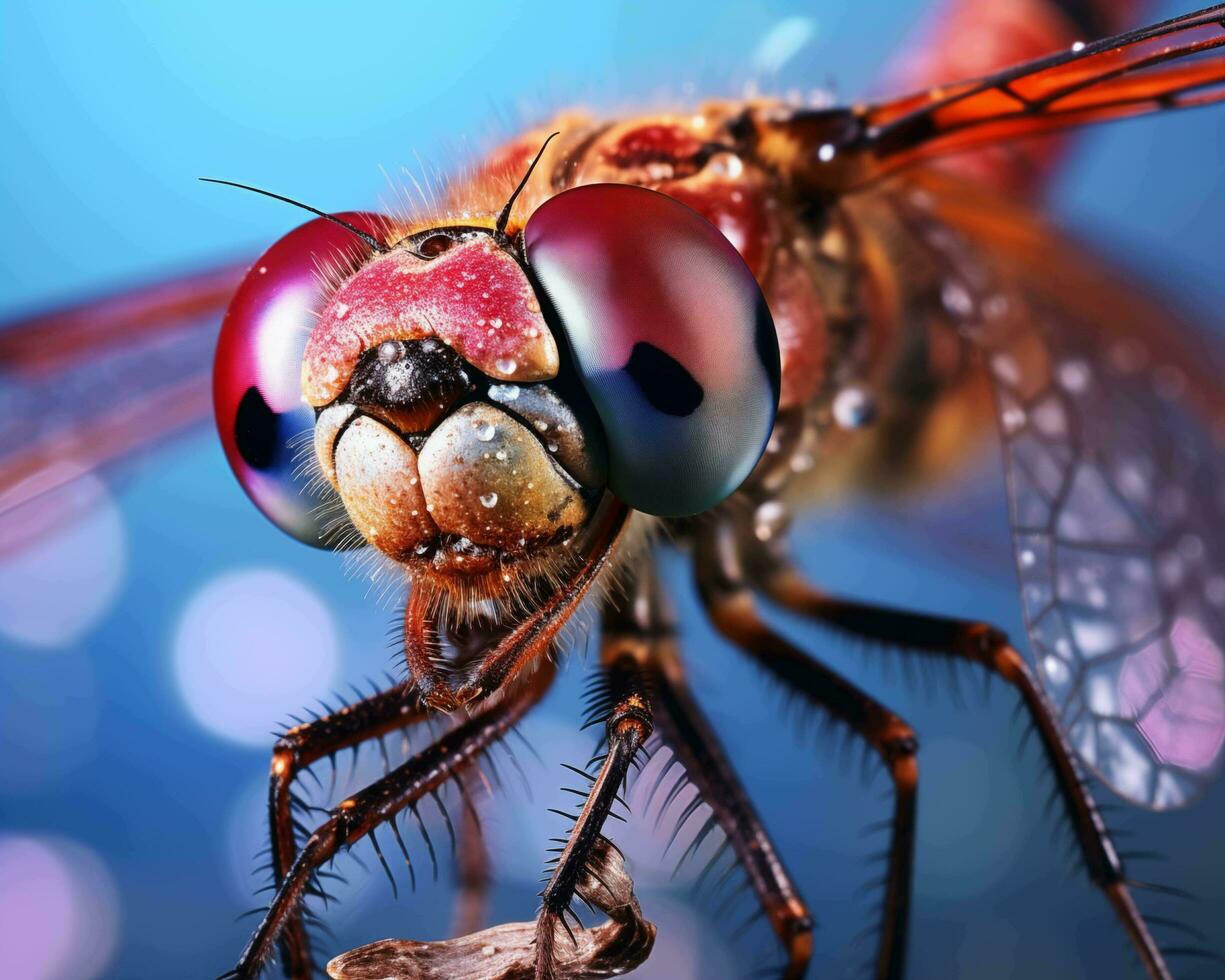 AI generated Macro of dragonfly Sympetrum vulgare photo