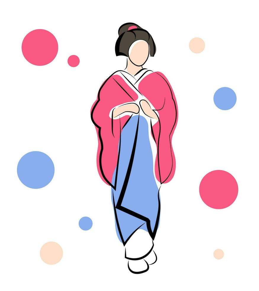 geisha en un blanco antecedentes. garabatear vector