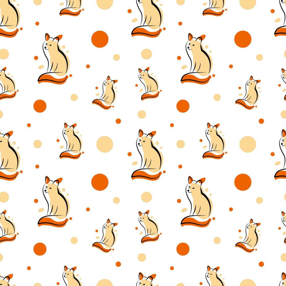 Seamless pattern with foxes vector