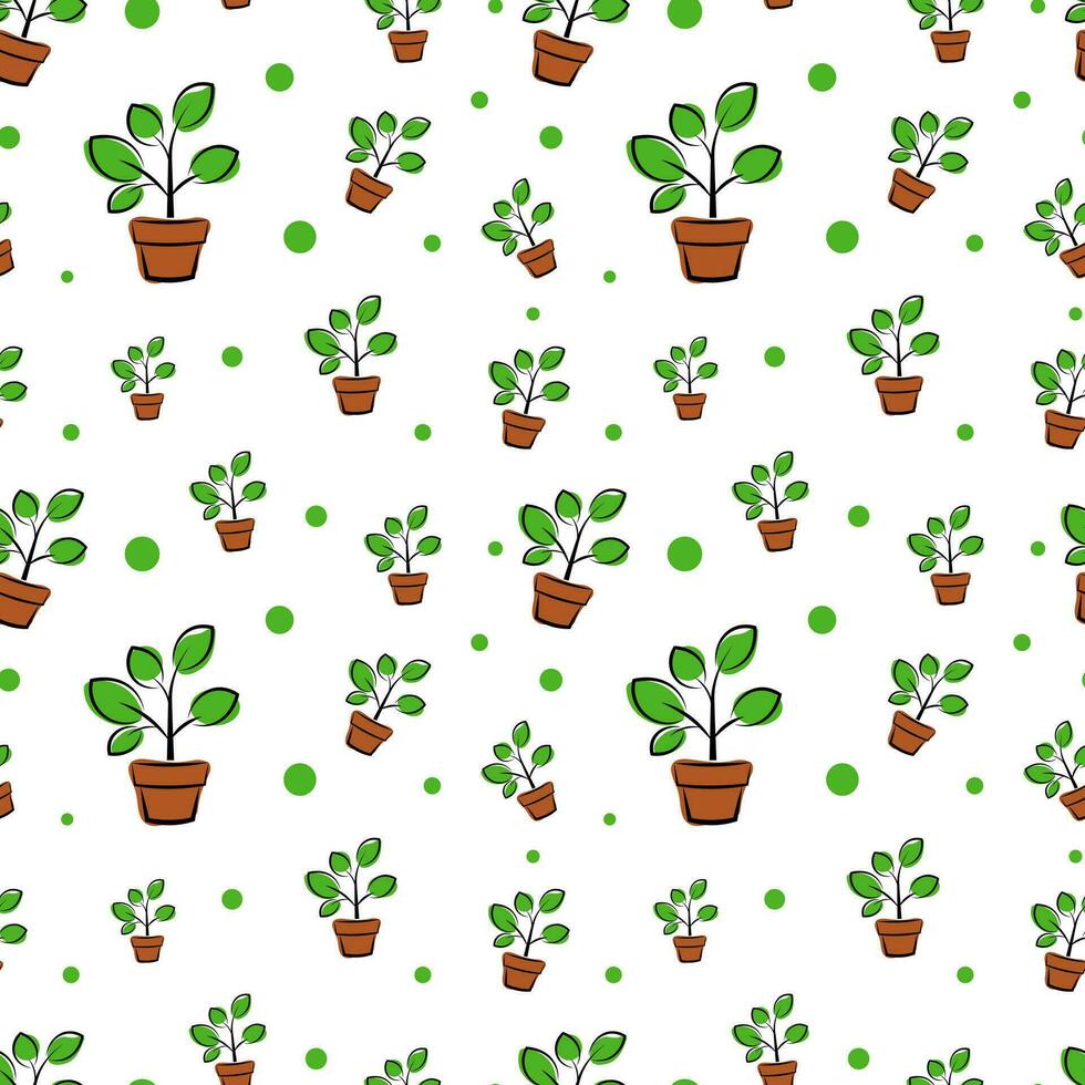 Seamless pattern with flower pots vector