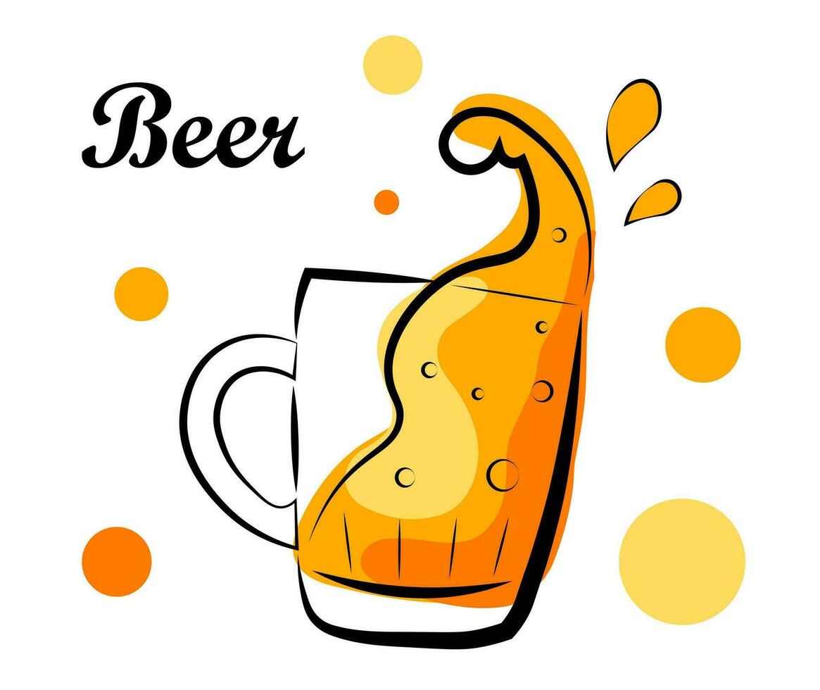 A glass of beer on a white background vector