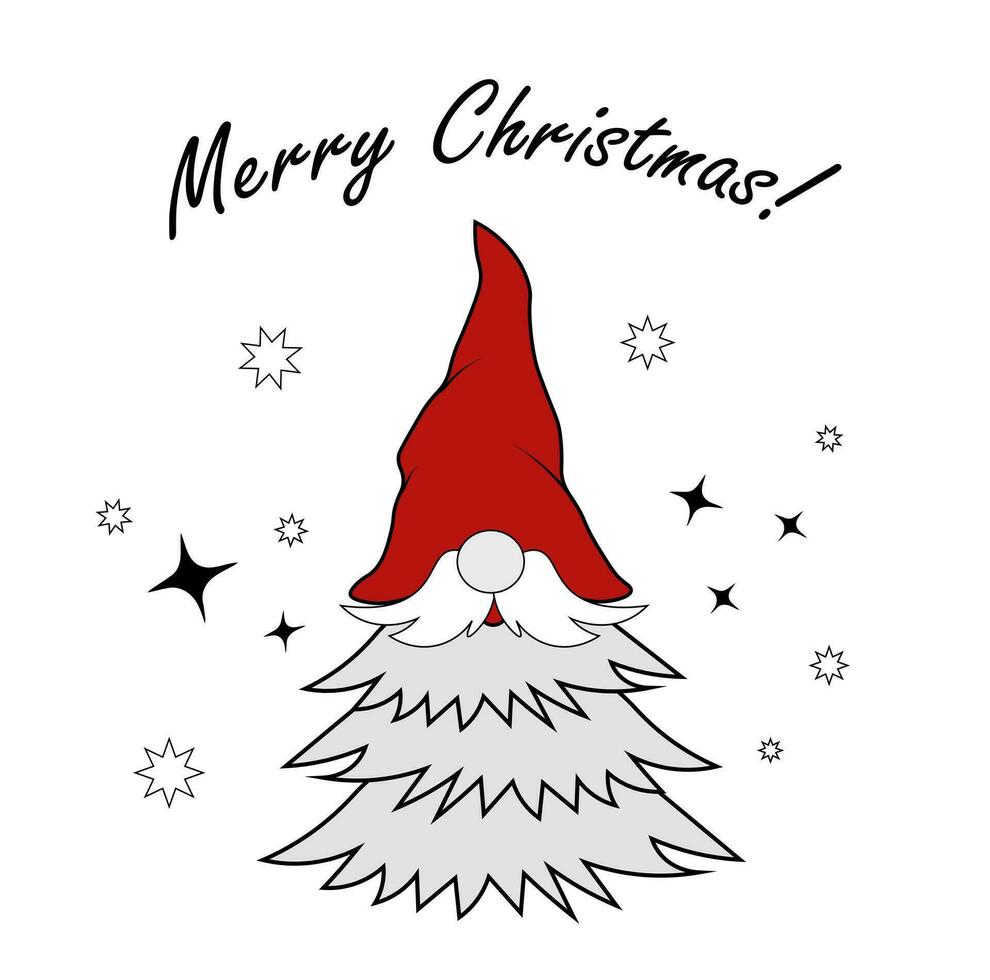 Scandinavian gnome on white background. Merry Christmas vector