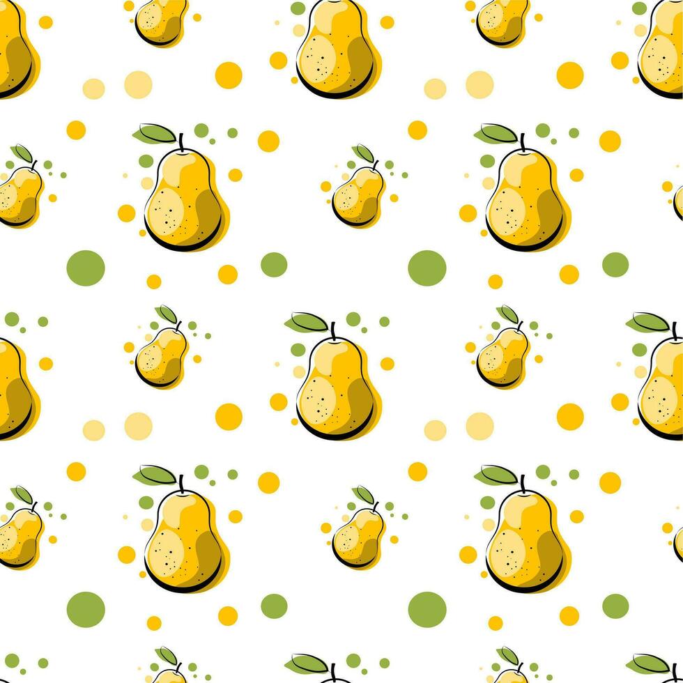 Seamless texture with yellow pears vector