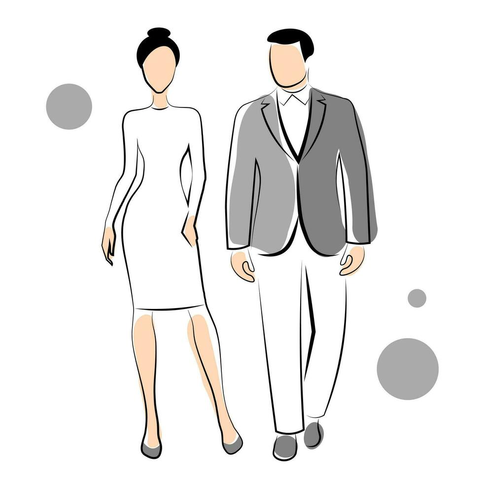 hombre y mujer en noche vestidos vector