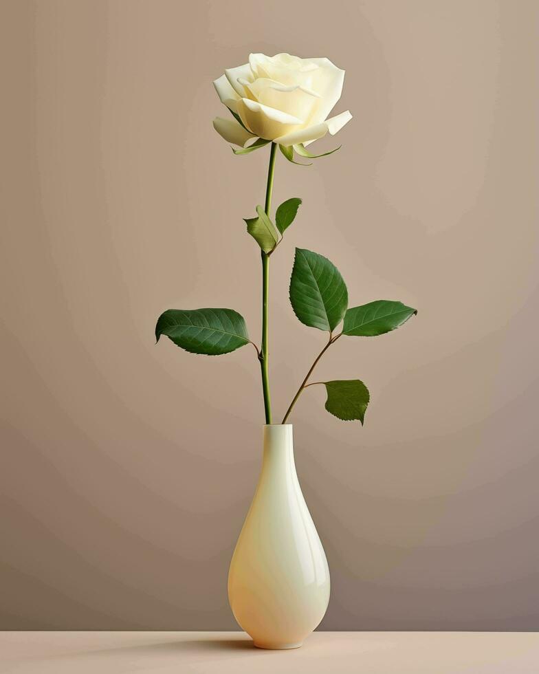 AI generated Photo of white rose in a minimalist vase
