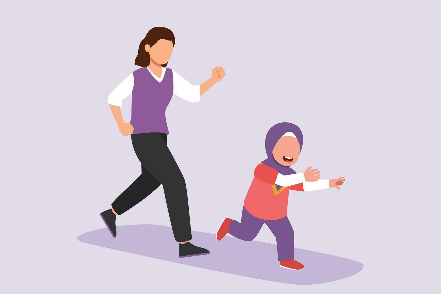 Family and children spending time together. Walking family concept. Colored flat vector illustration isolated.