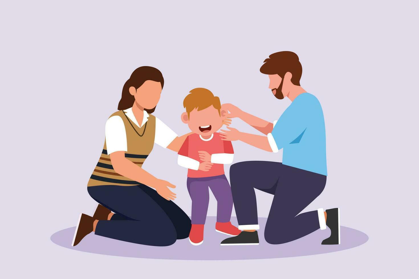 Family and children spending time together. Walking family concept. Colored flat vector illustration isolated.