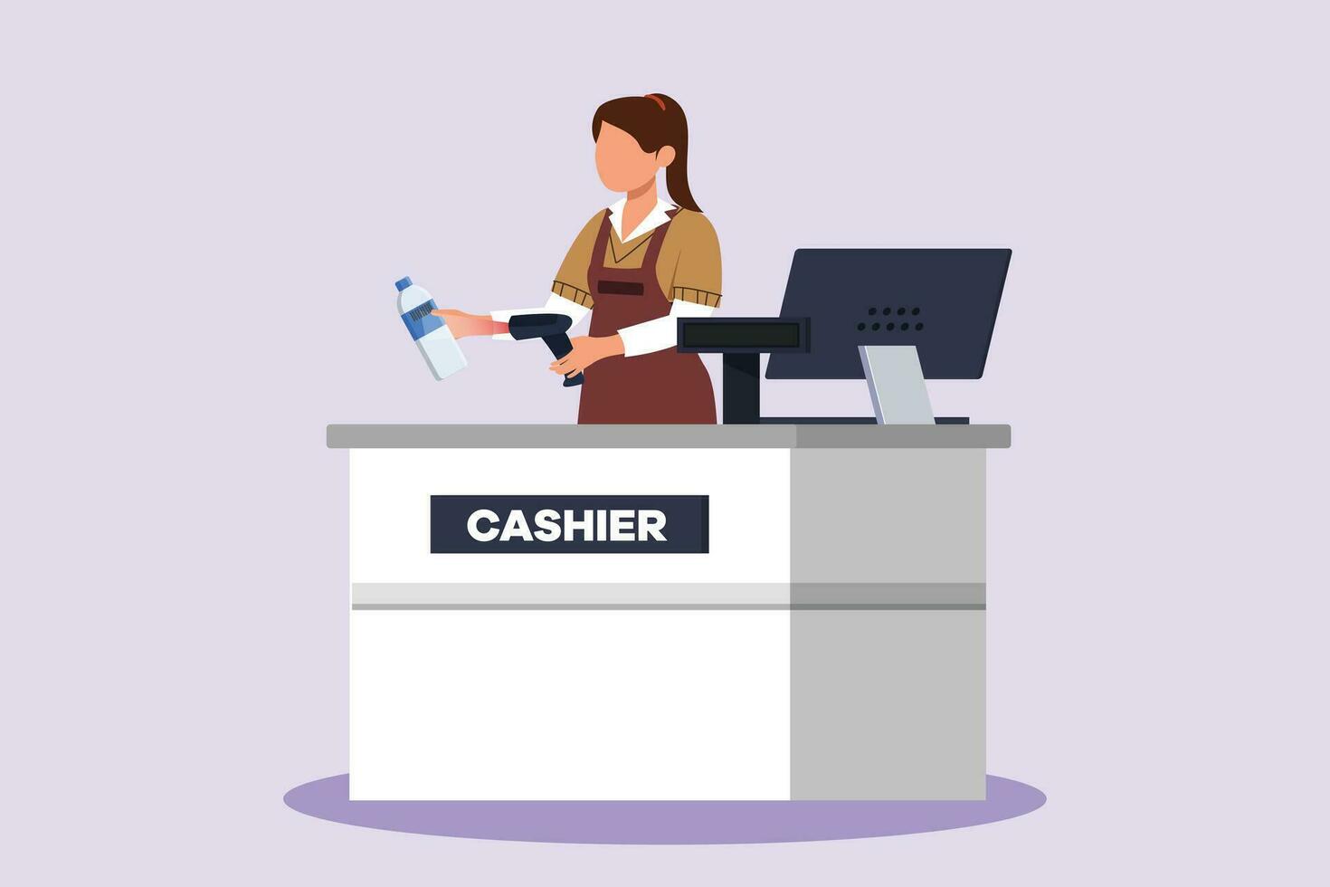 Customers paying at checkout and cashier counters concept. Colored flat vector illustration isolated.