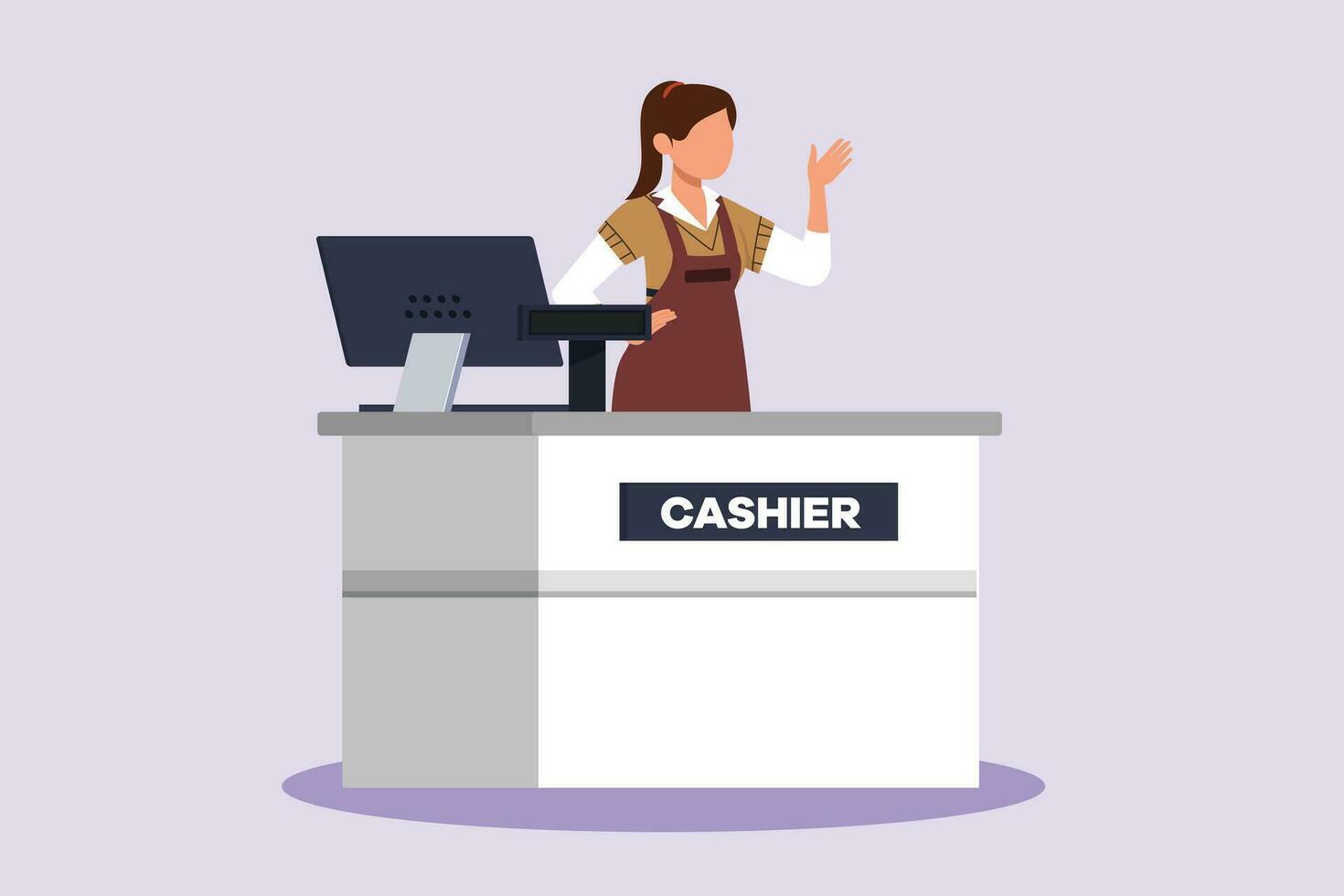 Customers paying at checkout and cashier counters concept. Colored flat vector illustration isolated.