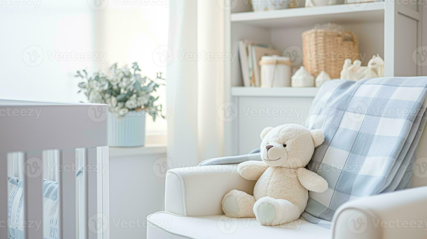 AI generated Baby room decor and interior design inspiration in the English countryside style cottage photo