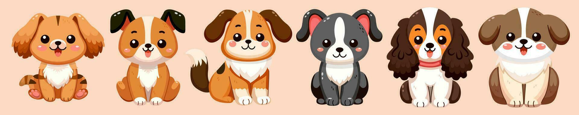 Collection of funny adorable dogs vector