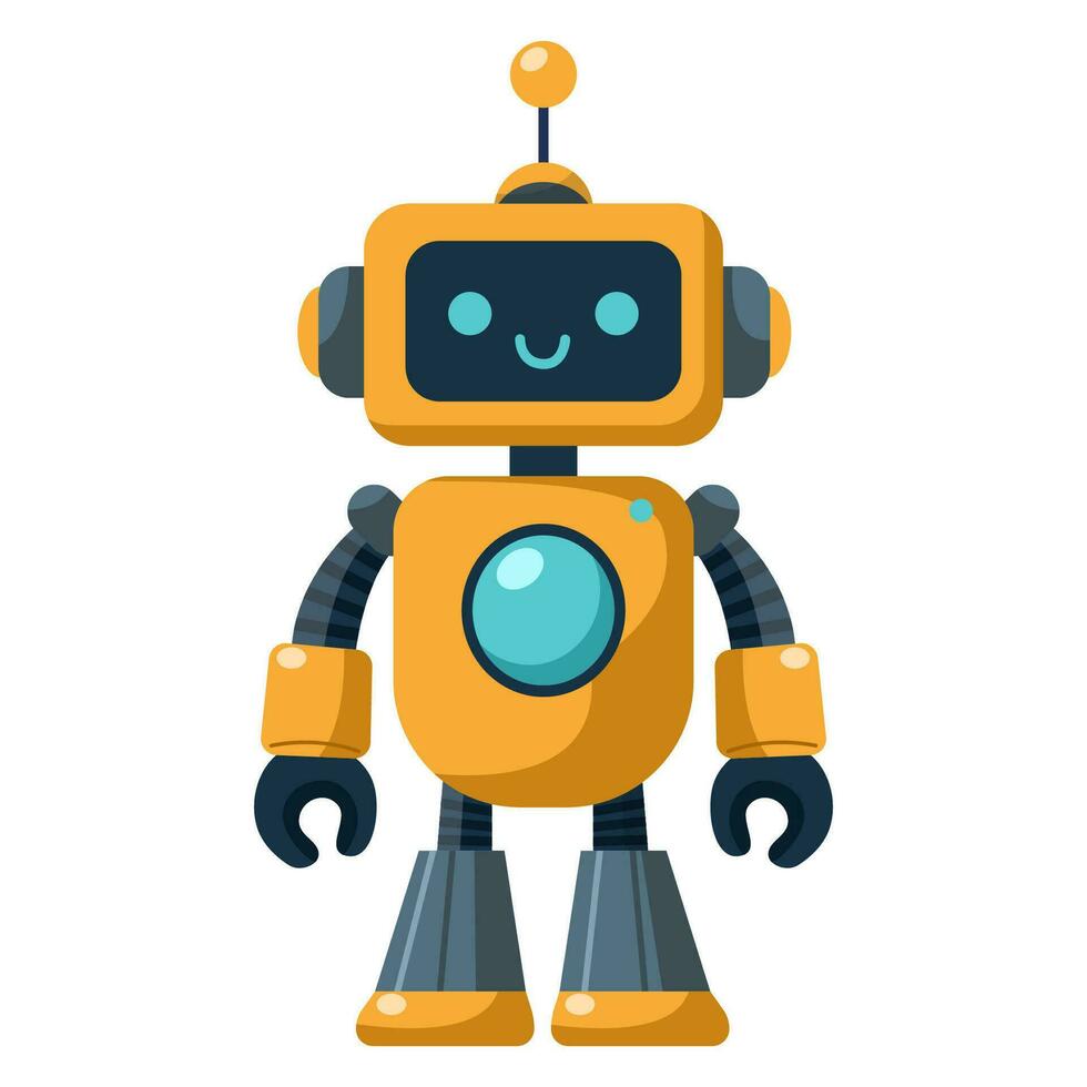 Cute funny yellow robot vector