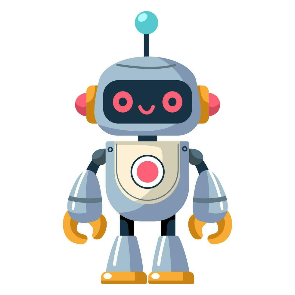 Gray robot with blue antenna vector