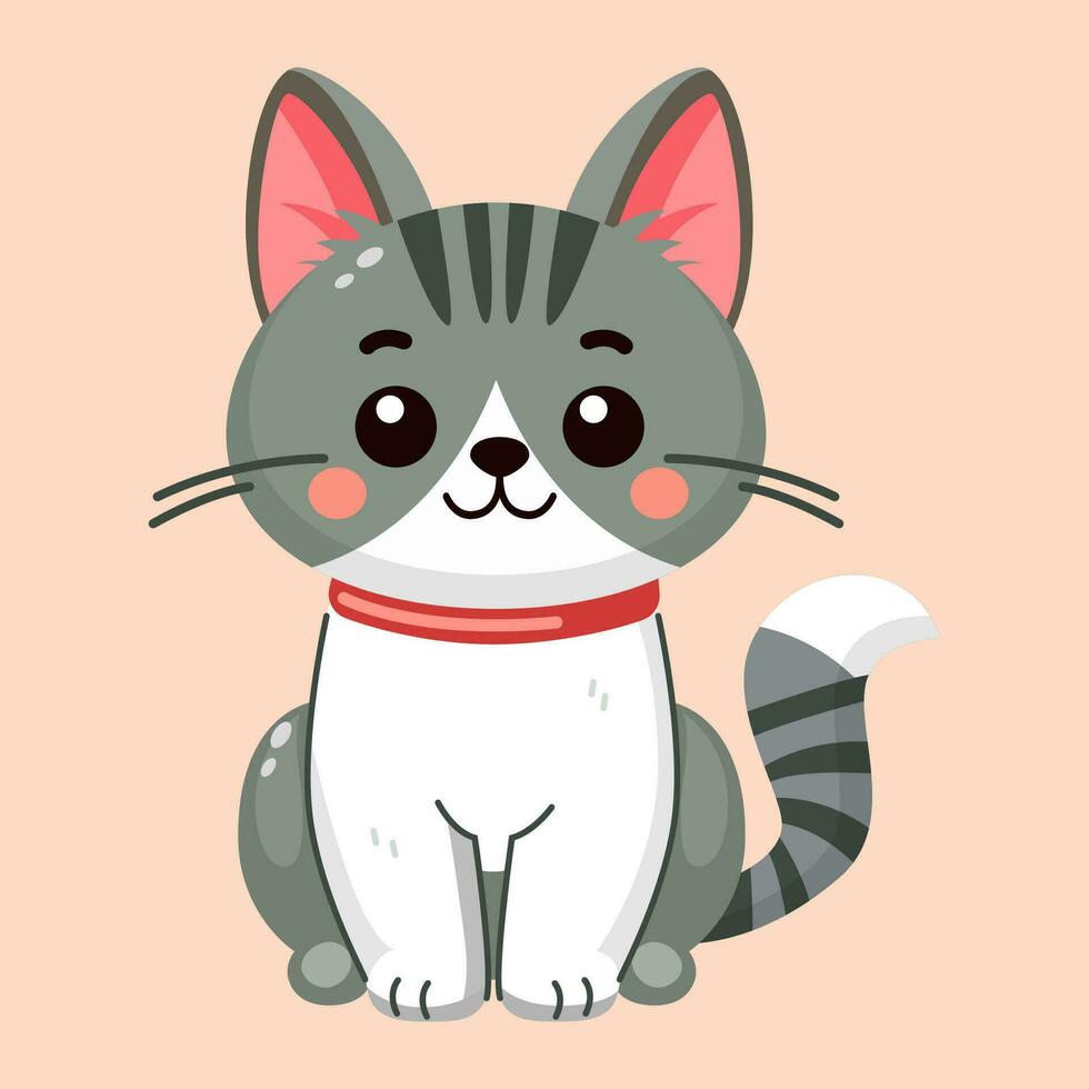 Grey and white cat vector