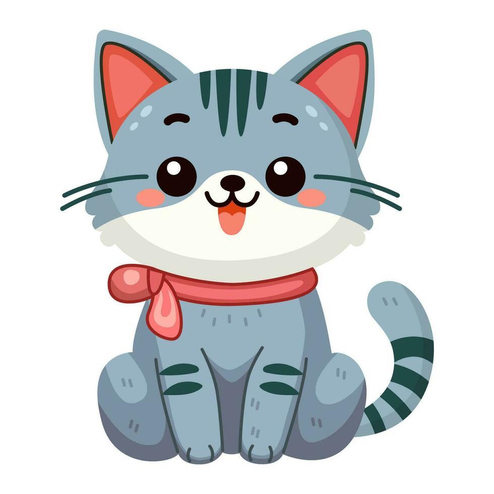 Cute blue cat vector