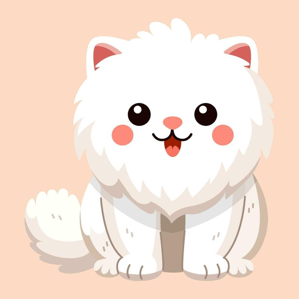 Cute white cat vector