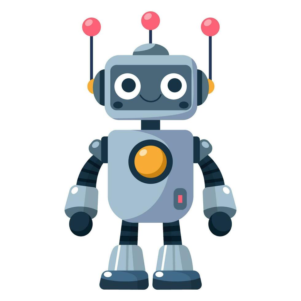 Gray robot with pink antennas vector