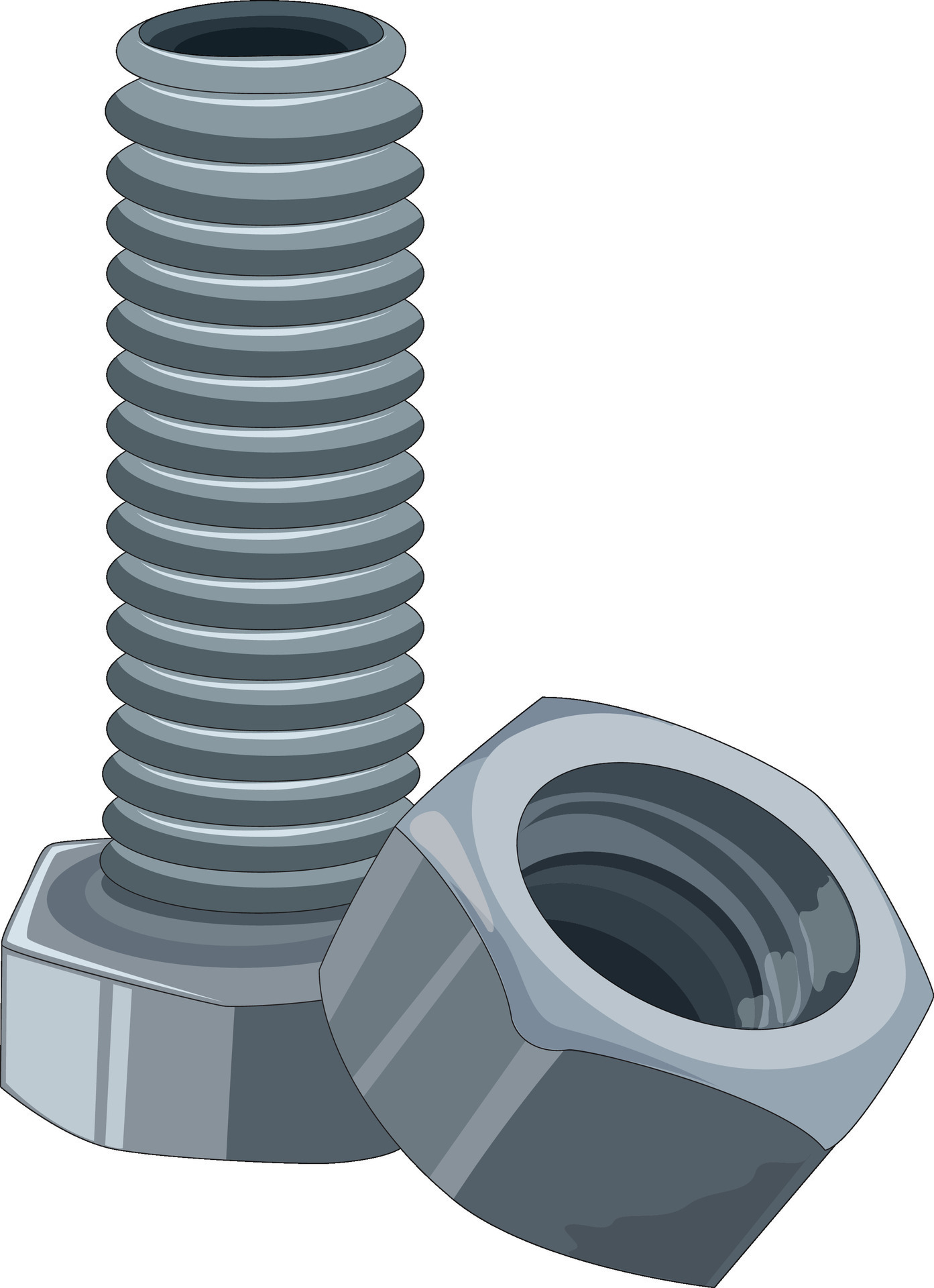 Nut and Bolts 36147453 Vector Art at Vecteezy
