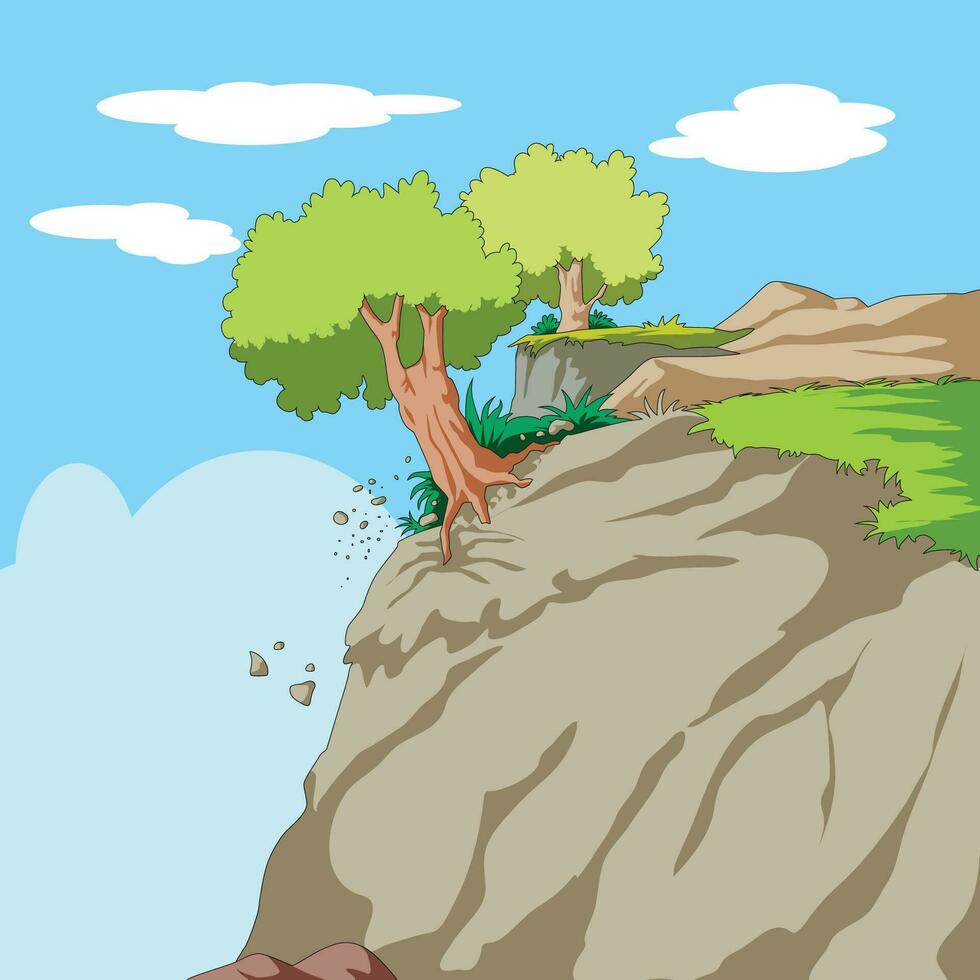 Uprooting of trees from the mountain vector