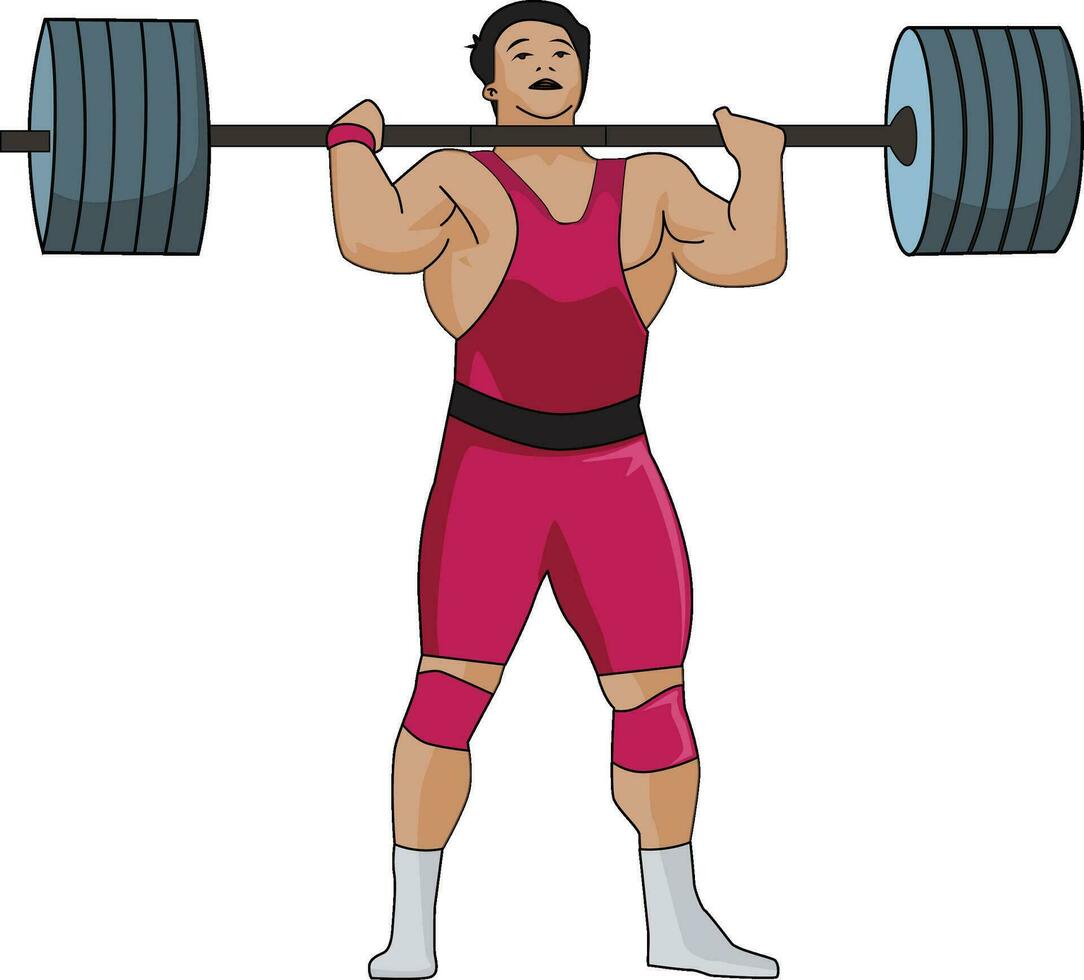 Weightlifter lifting heavy weight rode vector