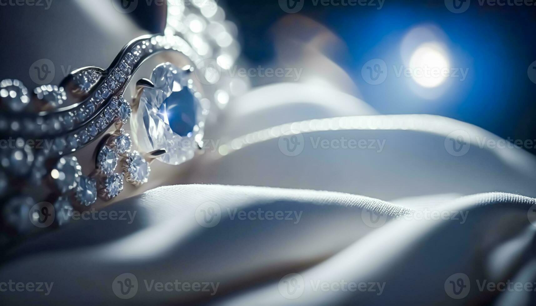 AI generated Blue diamond and white diamonds jewellery design collection gem masterpiece, luxury exclusive sapphire gemstone and exquisite premier bespoke jeweller custom-cut sapphires. Generative Ai photo