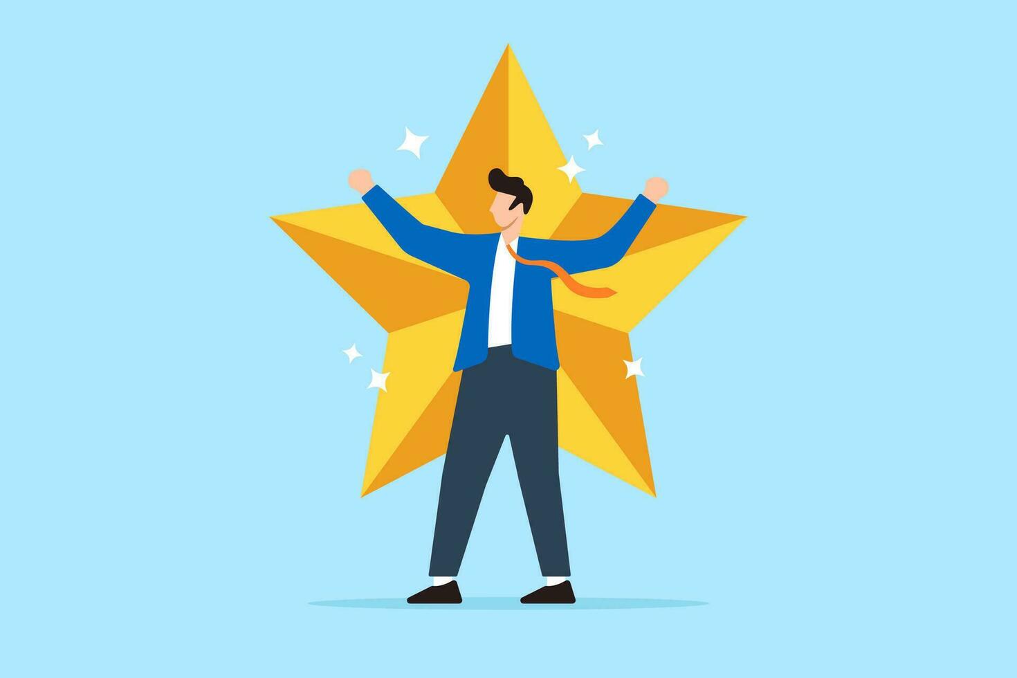 Confident businessman with a golden star in flat design vector