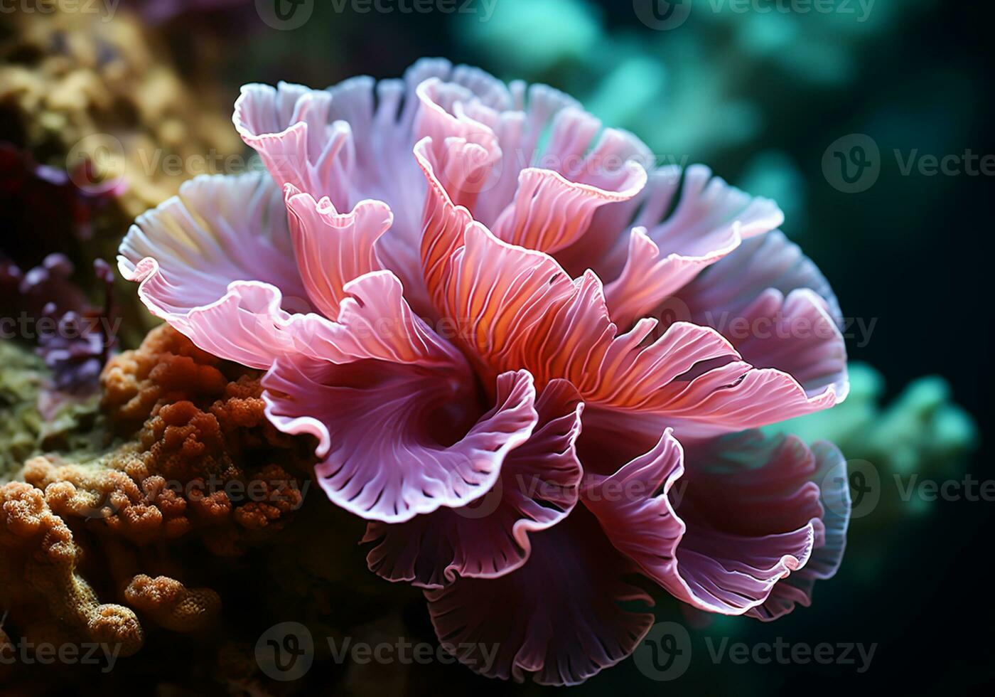 AI generated Colorful corals in the ocean. Underwater life. photo