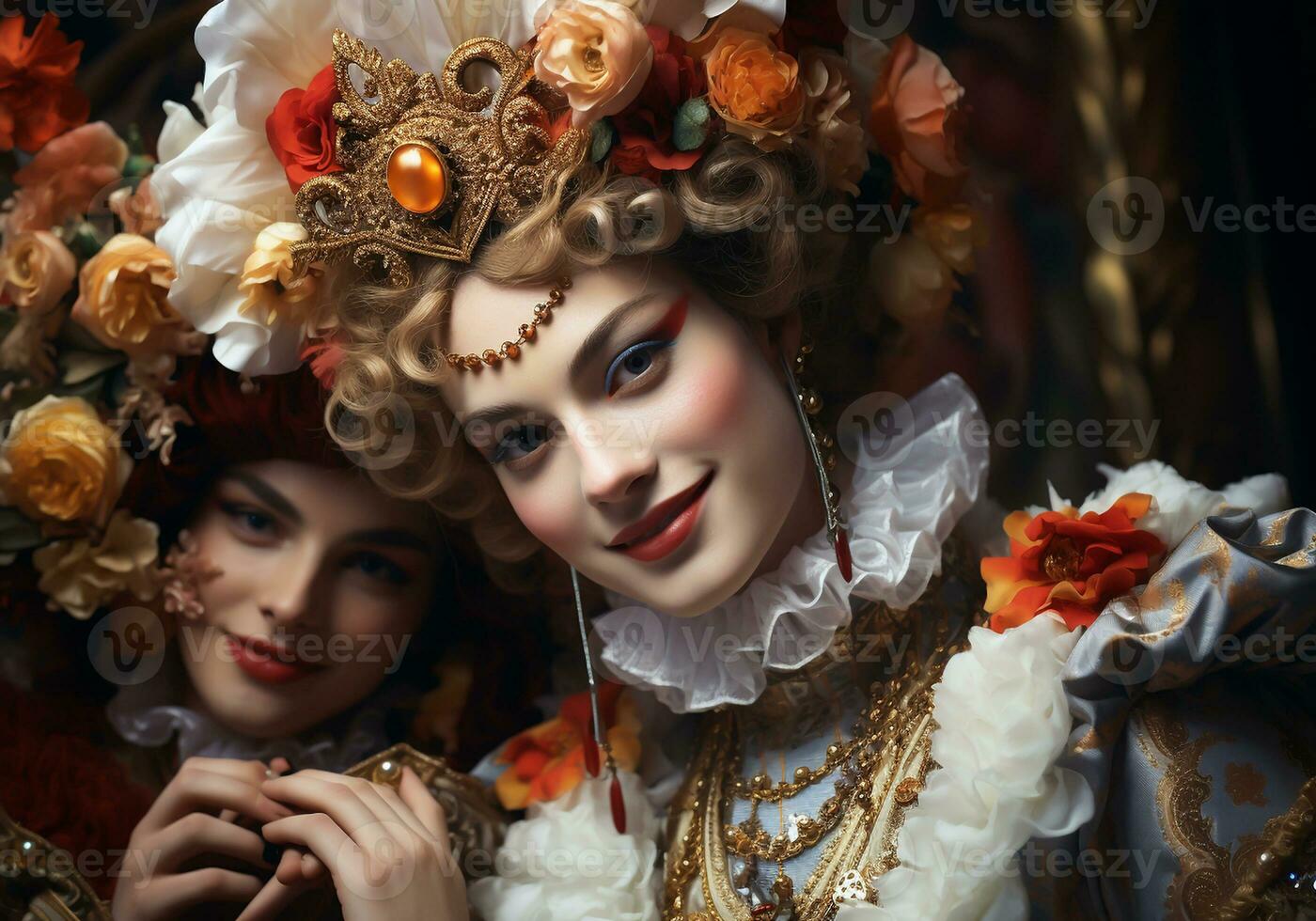 AI generated Venetian carnival mask. Tradition and glamour photo