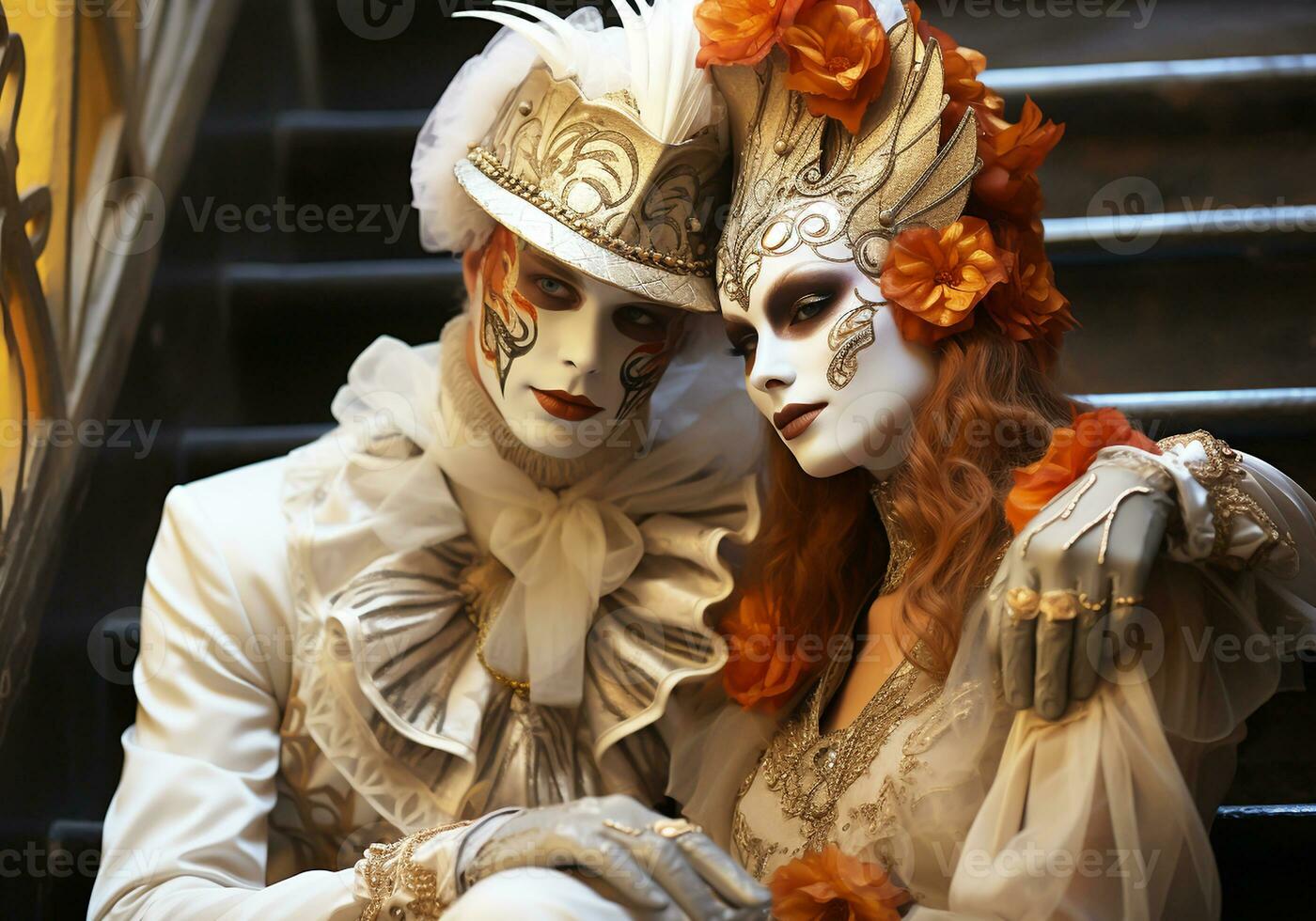 AI generated Venetian carnival mask. Tradition and glamour photo