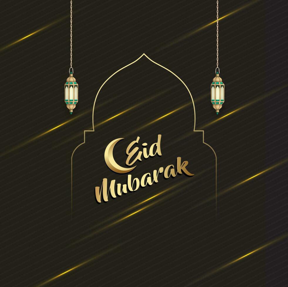 Islamic greetings eid mubarak card design vector