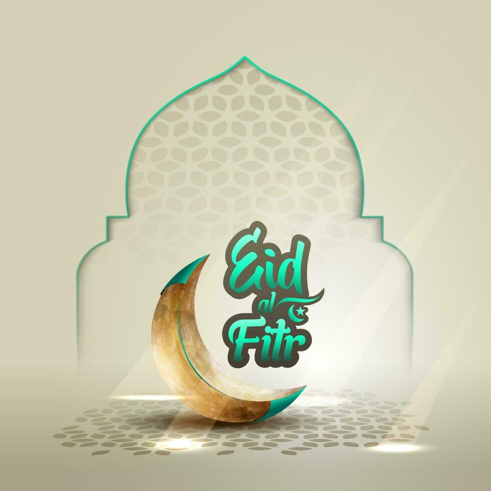 islamic greeting eid al fitr template design with crescent moon vector